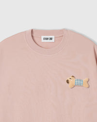 BLUE CHECK PUPPY SCATTER T-SHIRT — PINK