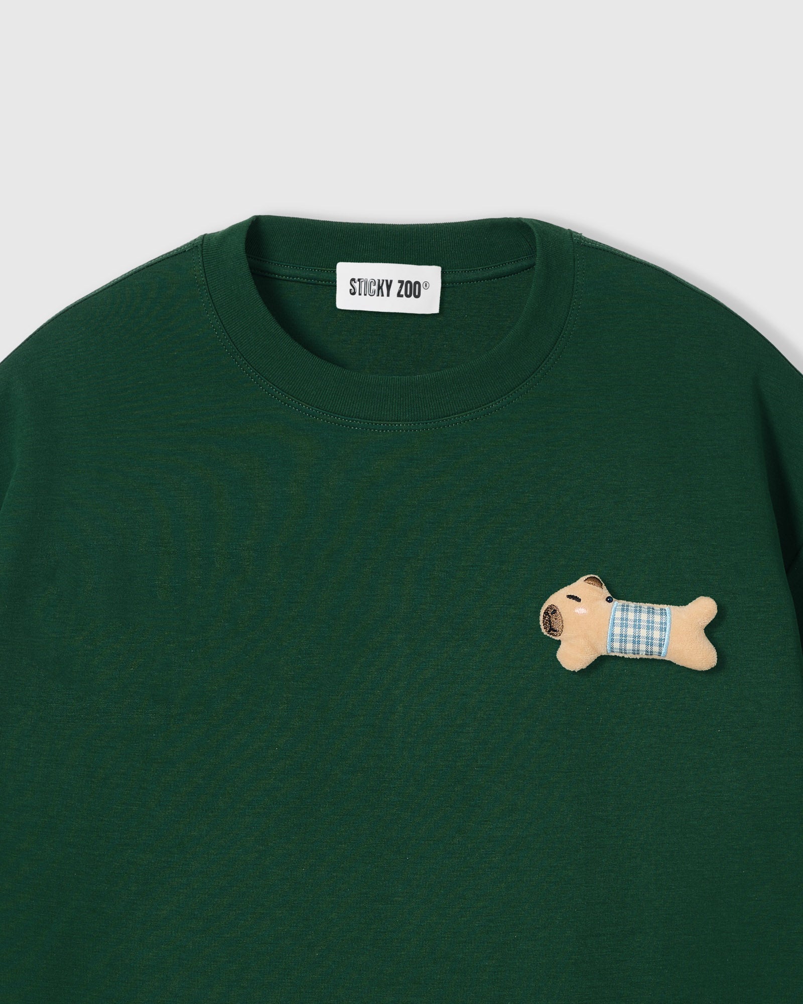 BLUE CHECK PUPPY SCATTER T-SHIRT — GREEN