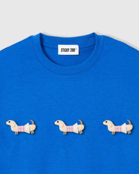 PLAID DACHSHUND TRIO T-SHIRT — BLUE