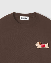 POLKA PUPPY SCATTER T-SHIRT — BROWN
