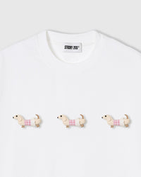 PLAID DACHSHUND TRIO T-SHIRT — WHITE