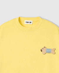 BLUE CHECK PUPPY SCATTER T-SHIRT — YELLOW
