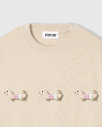 PLAID DACHSHUND TRIO T-SHIRT — CREAM