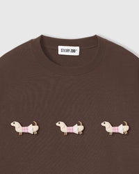 PLAID DACHSHUND TRIO T-SHIRT — BROWN