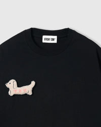 BOW PUPPY SCATTER T-SHIRT — BLACK