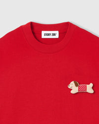 POLKA PUPPY SCATTER T-SHIRT — RED
