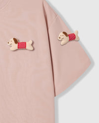 POLKA PUPPY SCATTER T-SHIRT — ROSA
