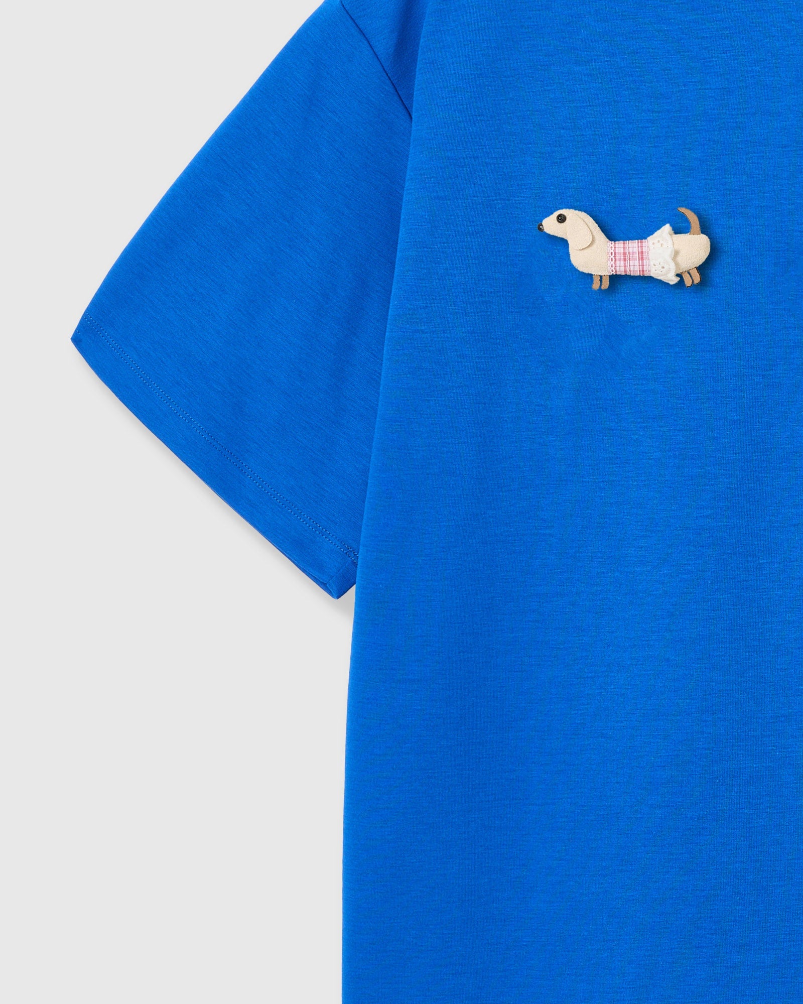 PLAID DACHSHUND TRIO T-SHIRT — BLUE