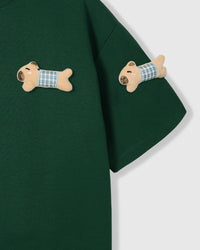 BLUE CHECK PUPPY SCATTER T-SHIRT — GREEN
