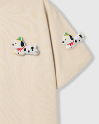 SPOTTY PUPPY SCATTER T-SHIRT — CREAM