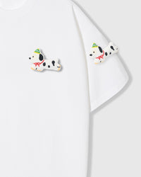 SPOTTY PUPPY SCATTER T-SHIRT — WHITE