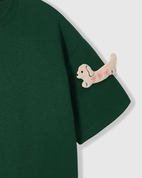 BOW PUPPY SCATTER T-SHIRT — GREEN