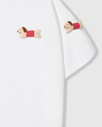 POLKA PUPPY SCATTER T-SHIRT — WHITE