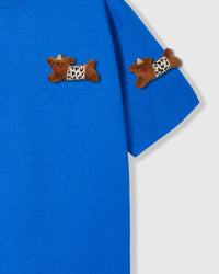 WILD TEDDY SCATTER T-SHIRT — BLUE