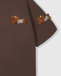 WILD TEDDY SCATTER T-SHIRT — BROWN