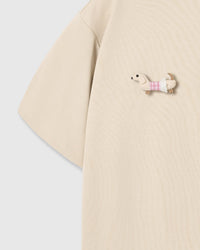 PLAID DACHSHUND TRIO T-SHIRT — CREAM
