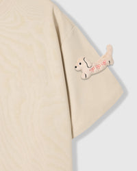 BOW PUPPY SCATTER T-SHIRT — CREAM