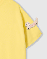 BOW PUPPY SCATTER T-SHIRT — YELLOW