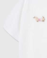 PLAID DACHSHUND TRIO T-SHIRT — WHITE
