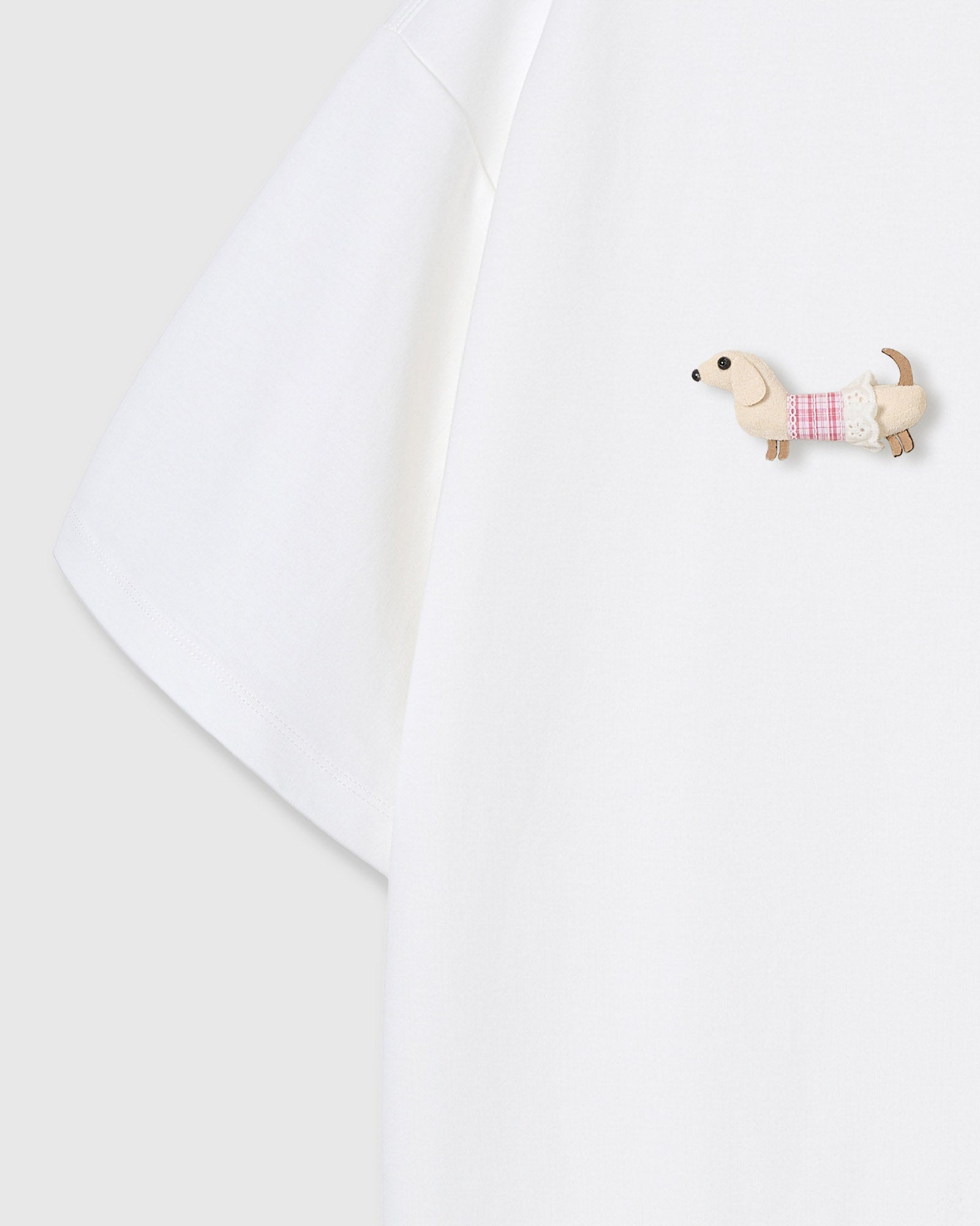 PLAID DACHSHUND TRIO T-SHIRT — WHITE