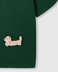 BOW PUPPY SCATTER T-SHIRT — GREEN