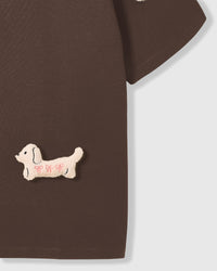 BOW PUPPY SCATTER T-SHIRT — BROWN