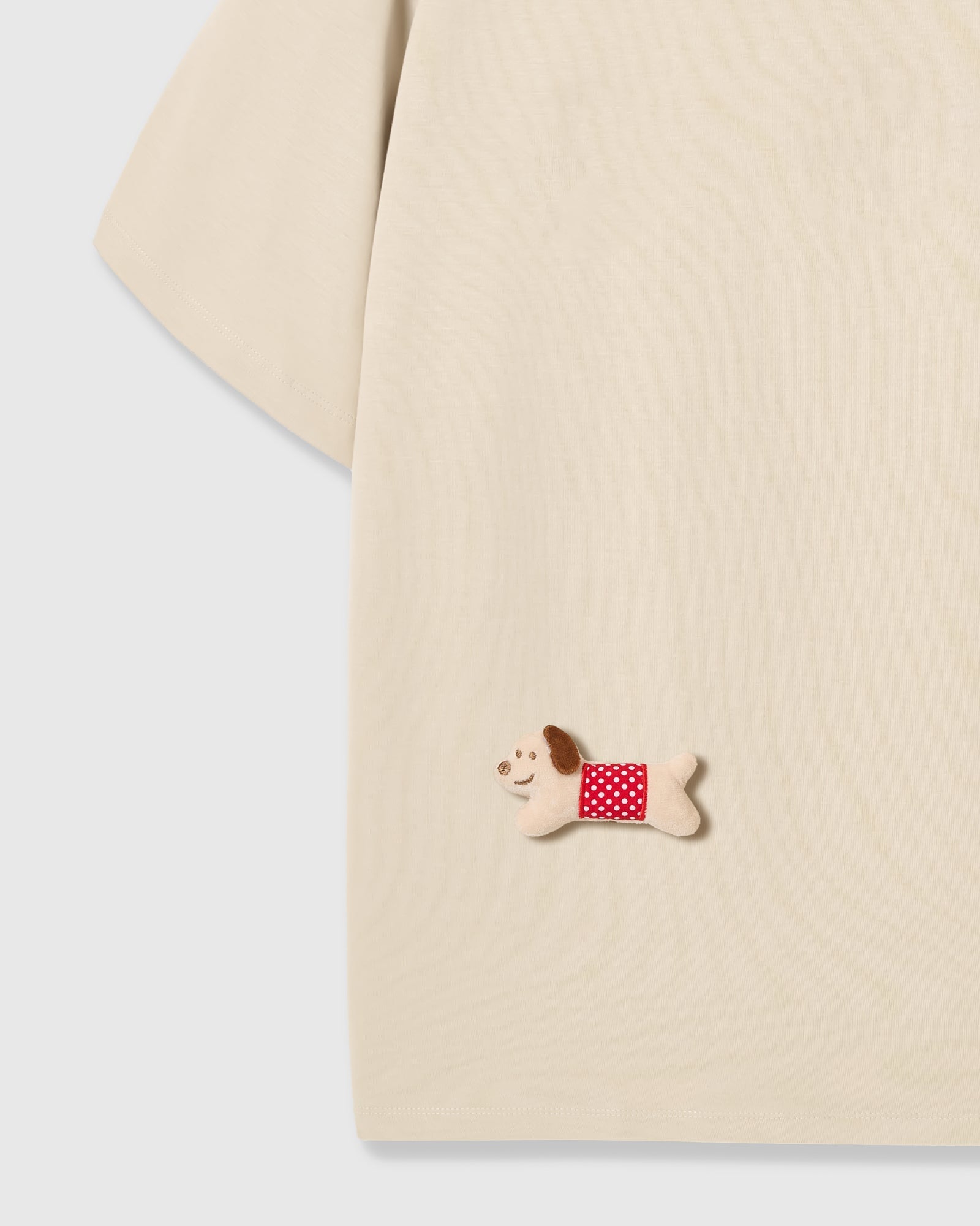 POLKA PUPPY SCATTER T-SHIRT — KREM