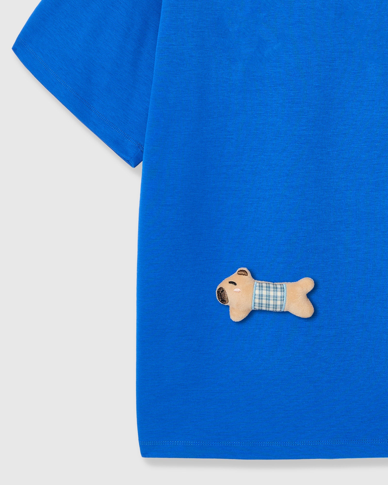 BLUE CHECK PUPPY SCATTER T-SHIRT — BLUE