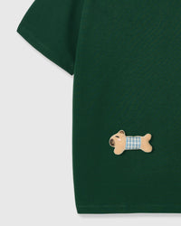 BLUE CHECK PUPPY SCATTER T-SHIRT — GREEN