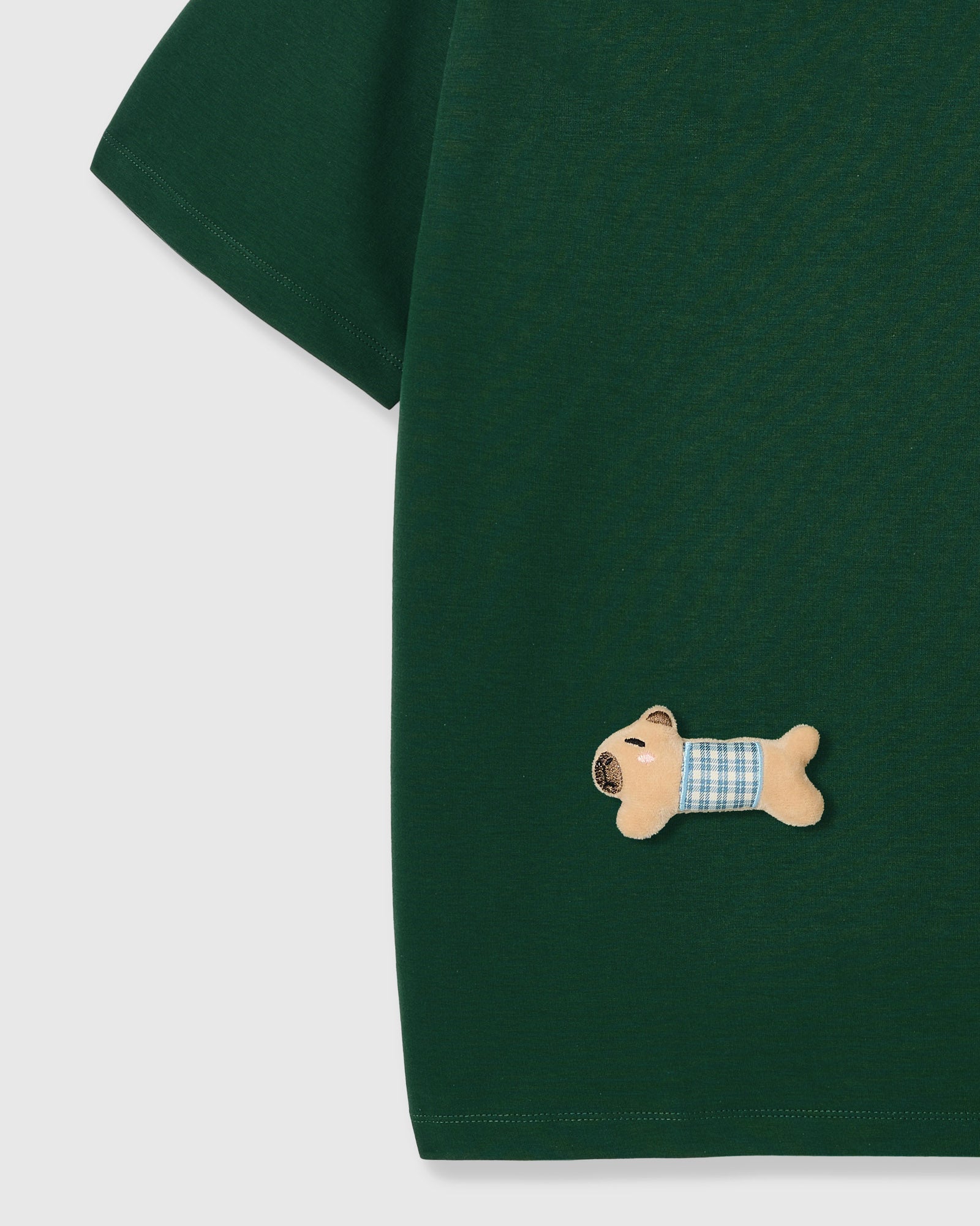 BLUE CHECK PUPPY SCATTER T-SHIRT — GREEN