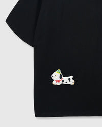 SPOTTY PUPPY SCATTER T-SHIRT — BLACK