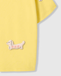 BOW PUPPY SCATTER T-SHIRT — YELLOW