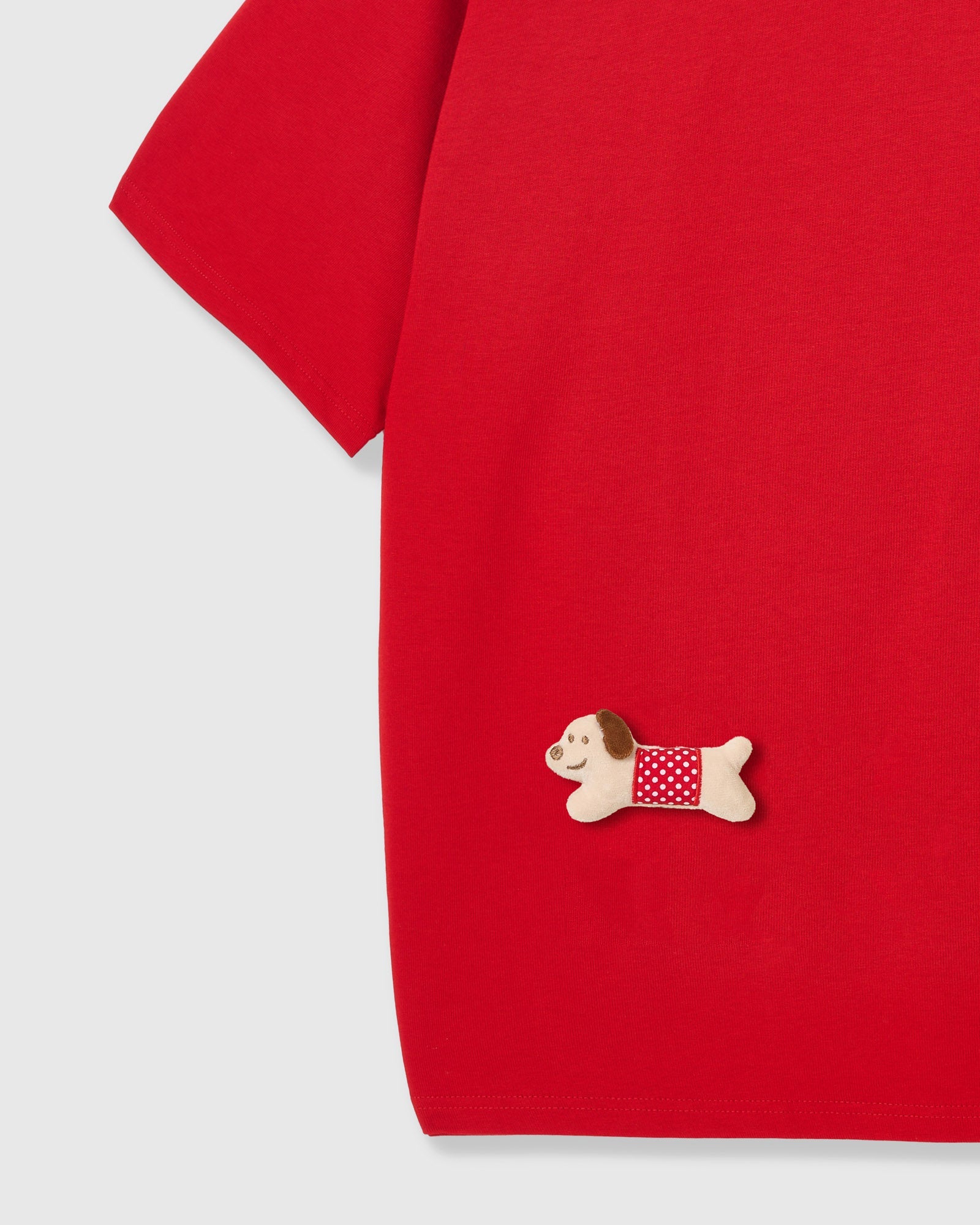 POLKA PUPPY SCATTER T-SHIRT — RED