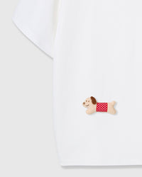 POLKA PUPPY SCATTER T-SHIRT — WHITE