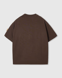 BLUE CHECK PUPPY SCATTER T-SHIRT — BROWN