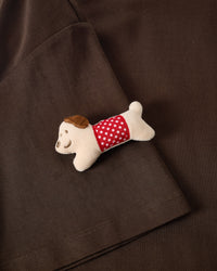 POLKA PUPPY SCATTER T-SHIRT — BROWN