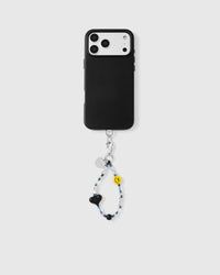 SMILEY BLACK HEART PHONE STRAP