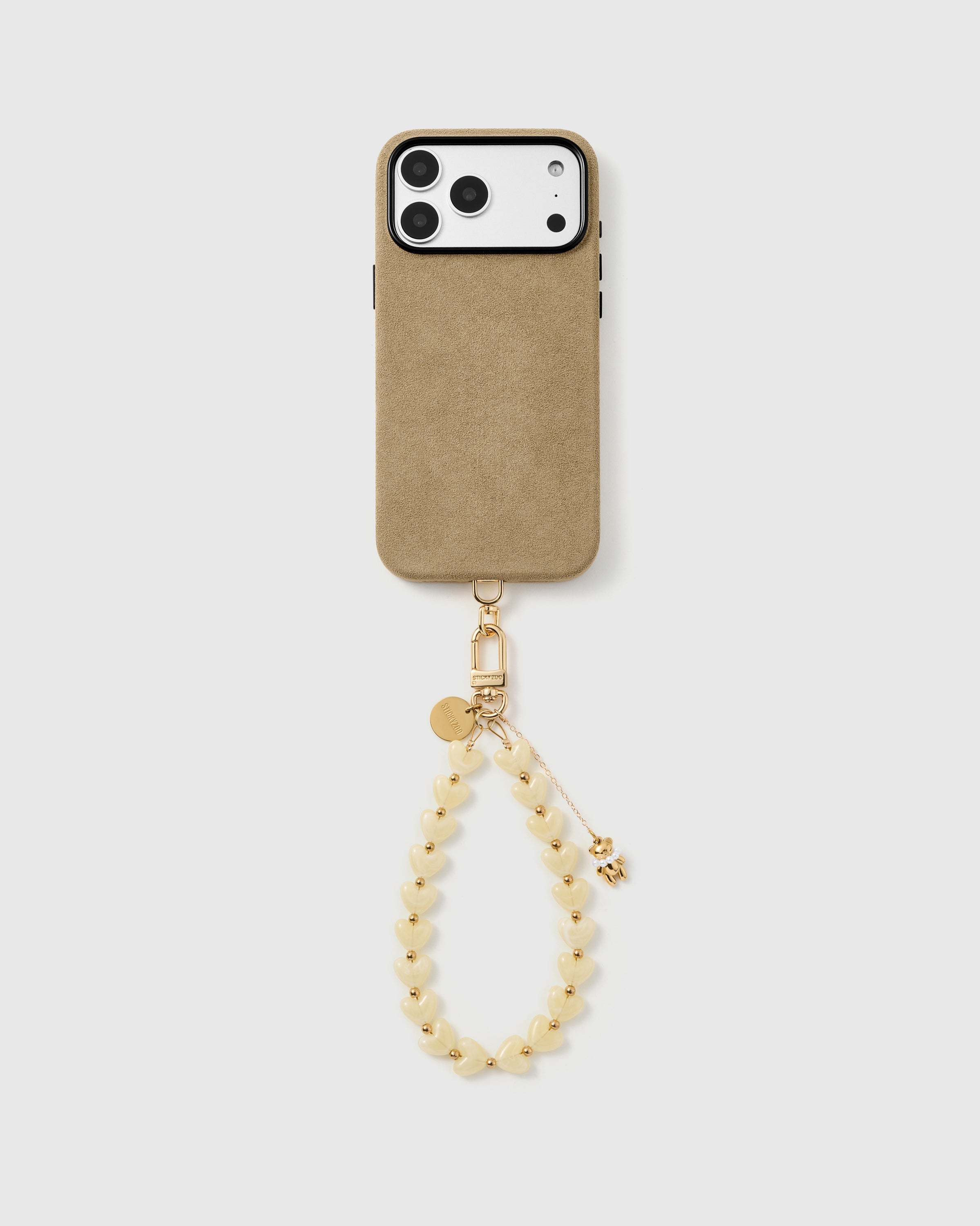 IVORY TEDDY HEART PHONE STRAP