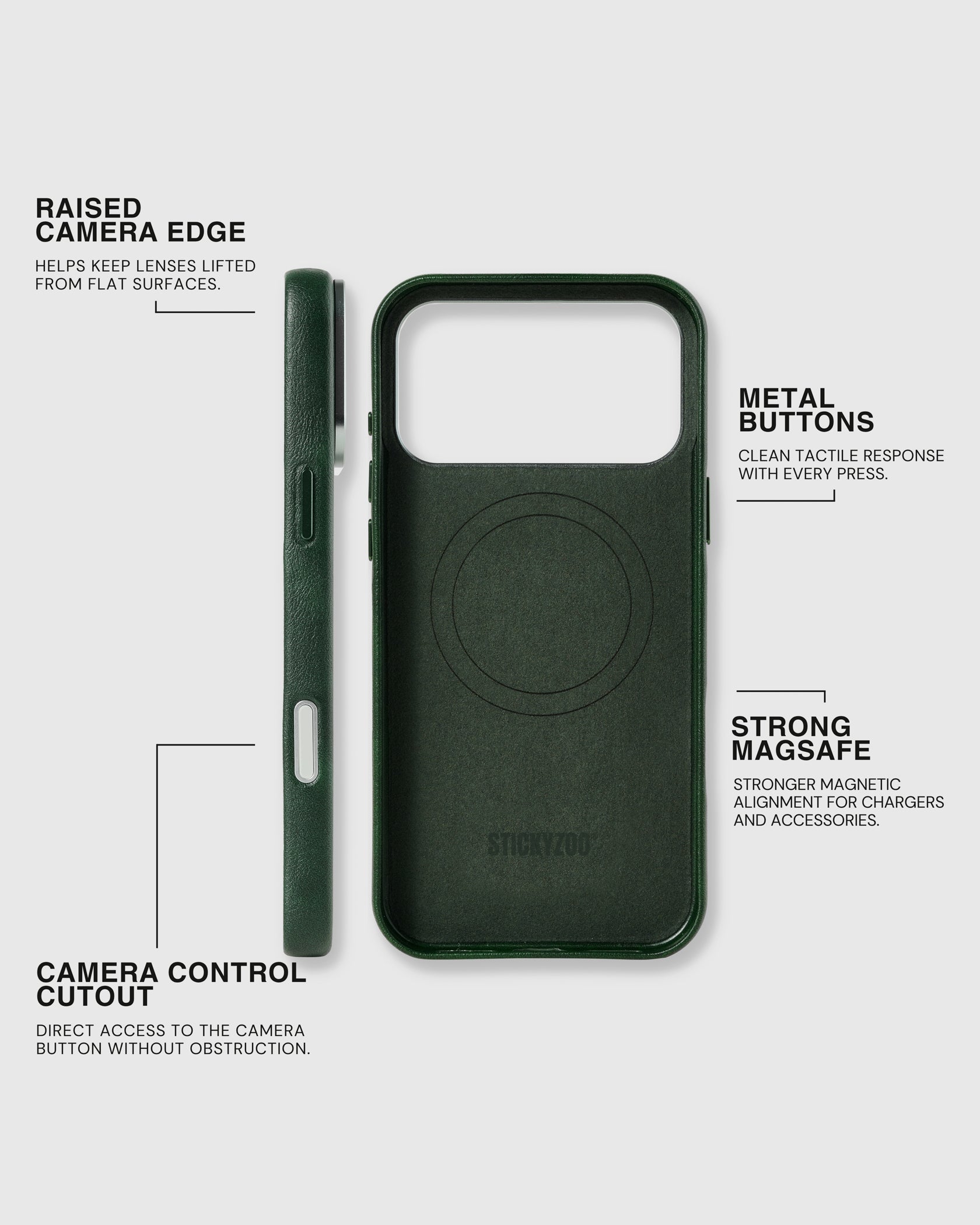 VINTAGE LEATHER PHONE CASE — GREEN