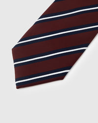 NAVY BORDEAUX STRIPE TIE