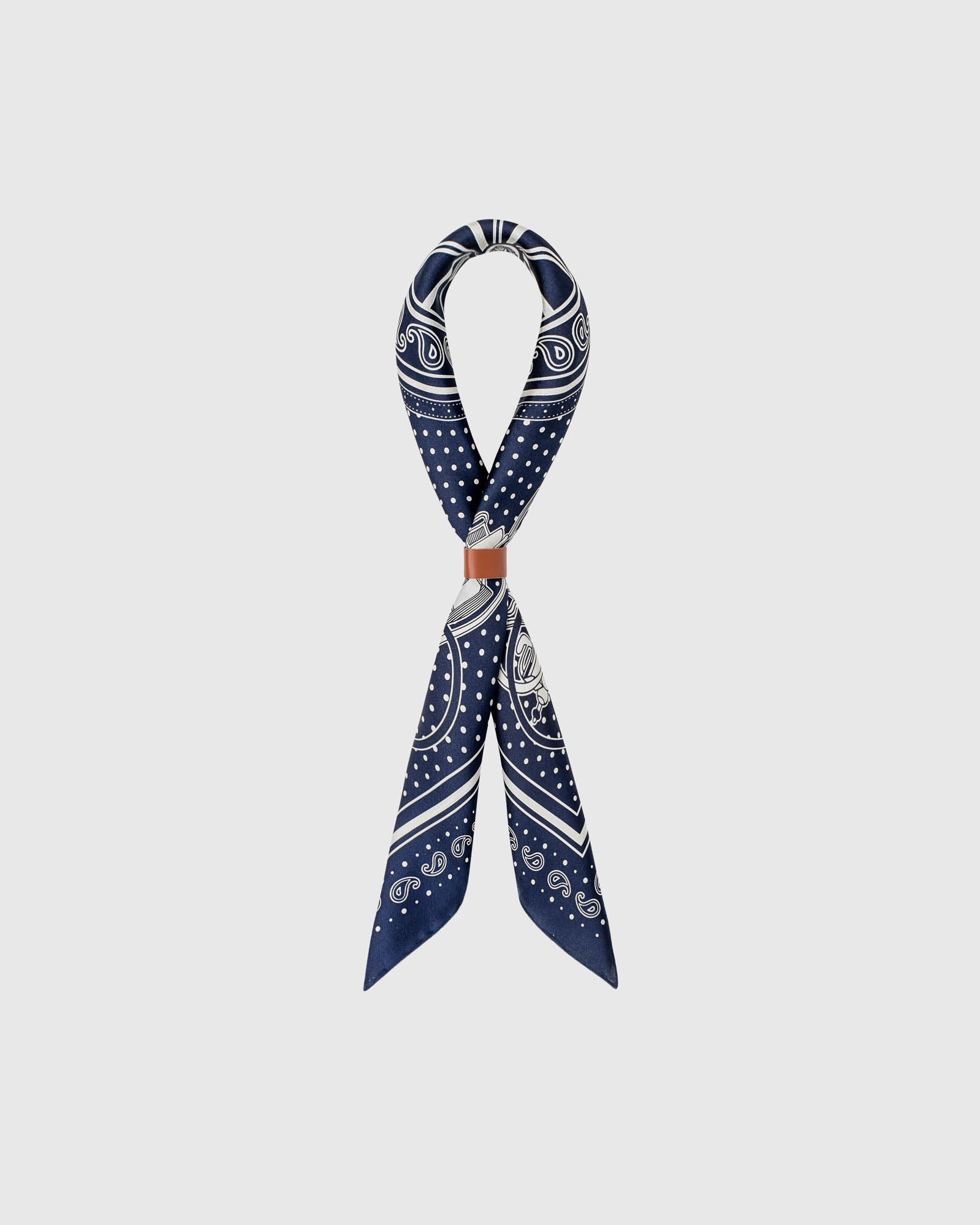 NAVY BANDANA SILK SCARF