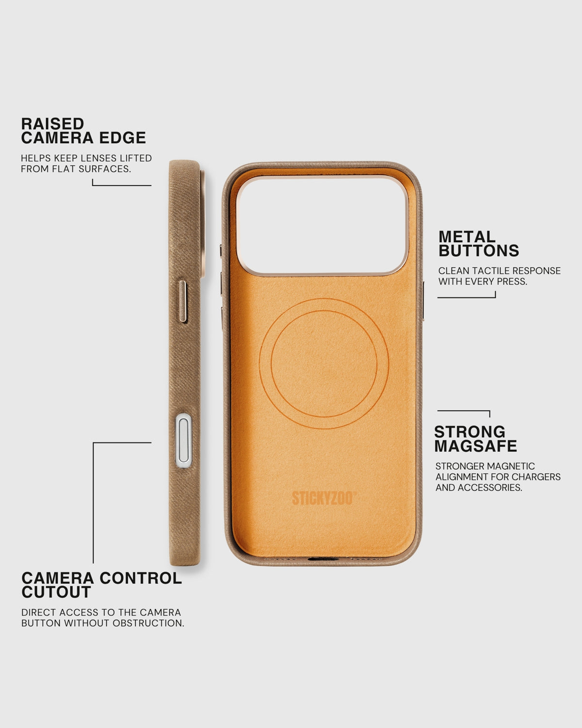 DENIM PHONE CASE — TAN