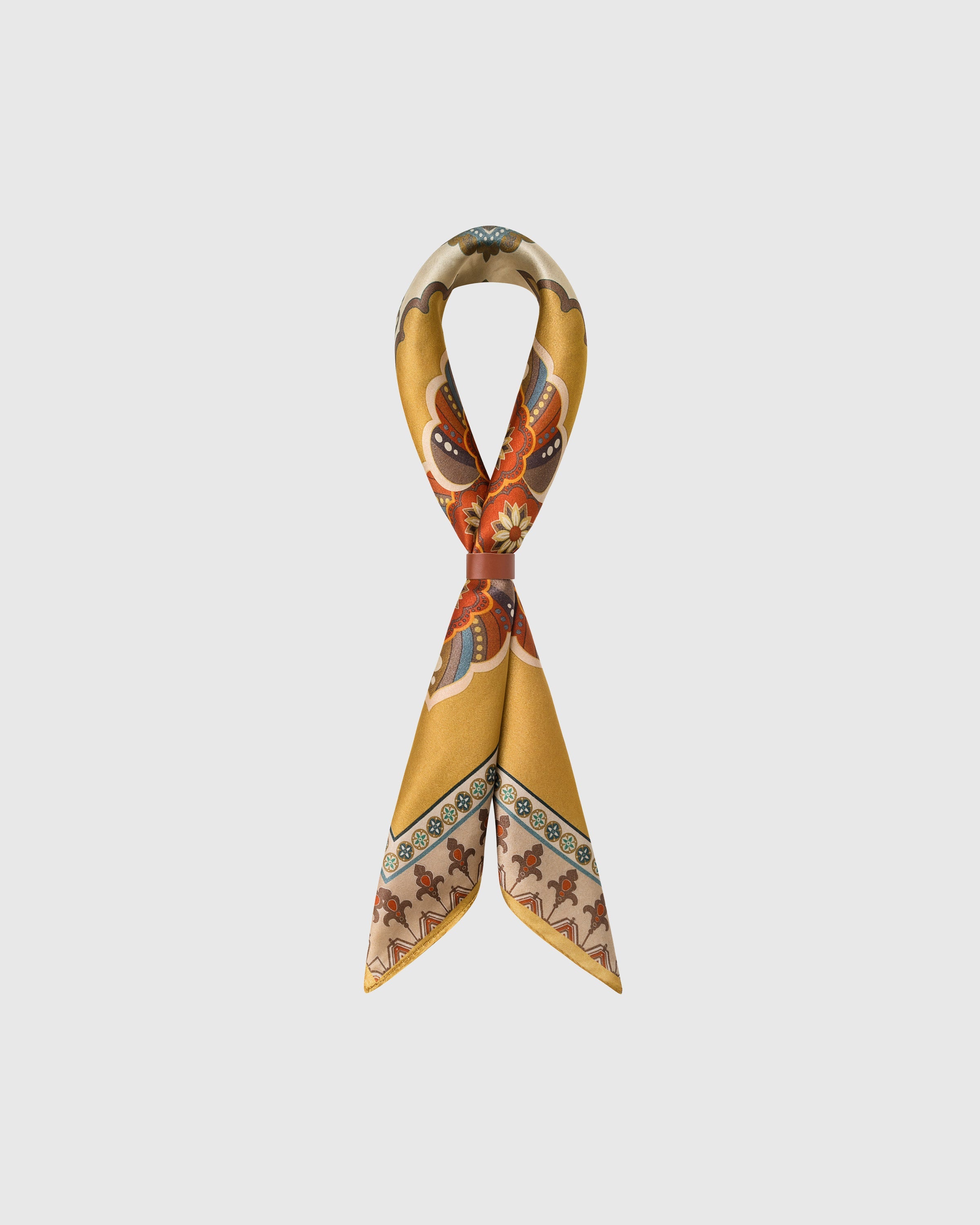 SAFFRON MEDALLION SILK SCARF