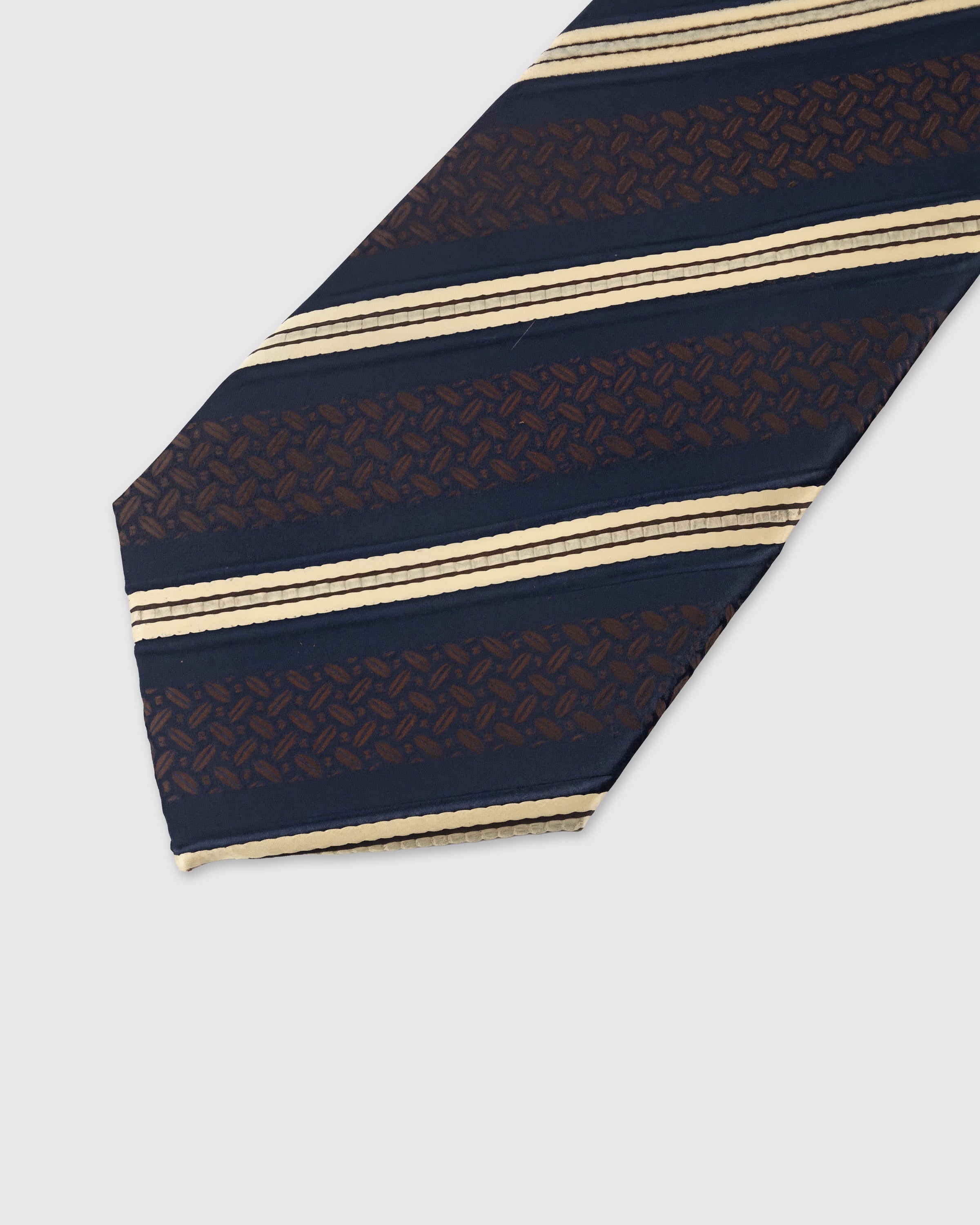 NAVY BROCADE STRIPE TIE