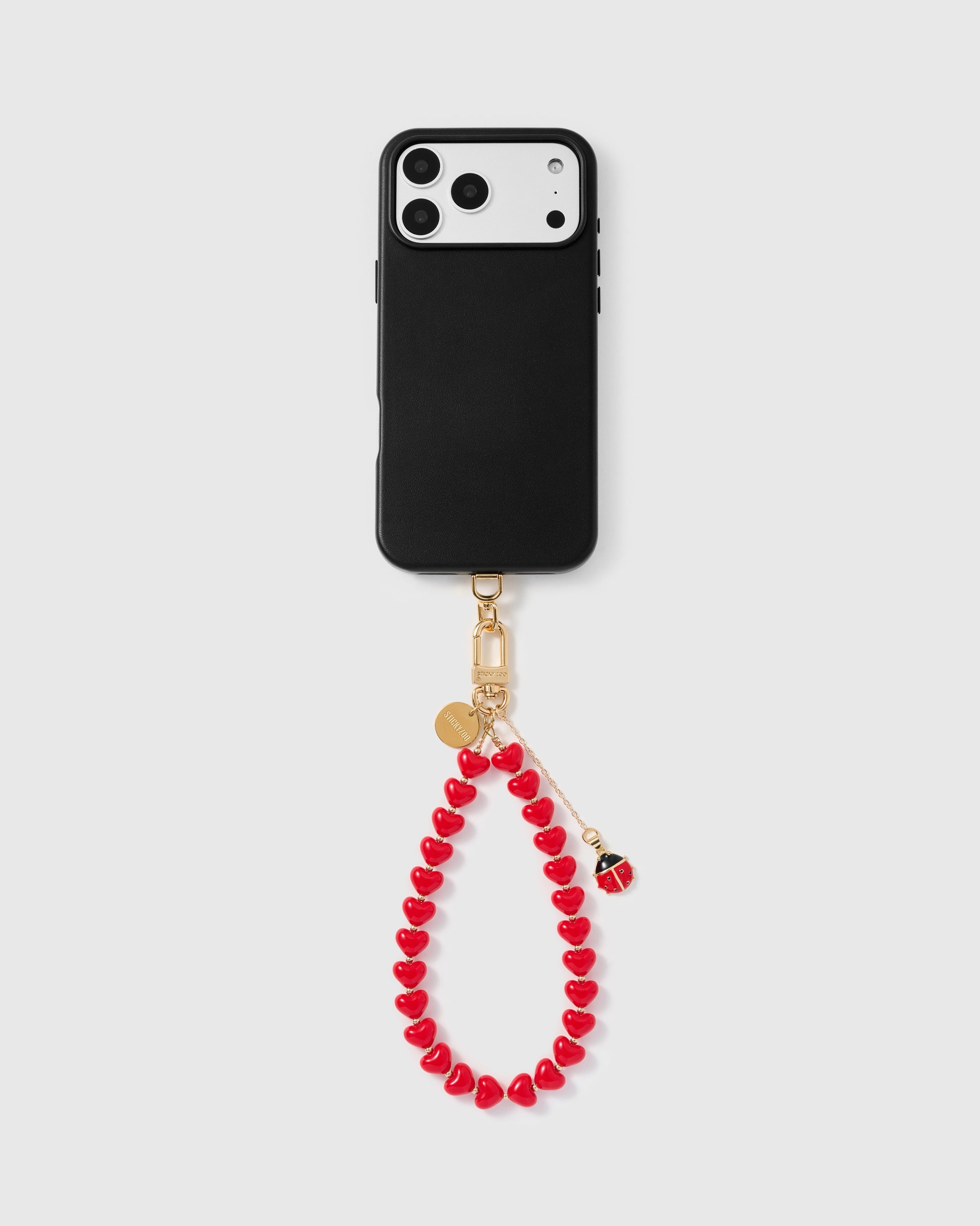 CRIMSON LADYBUG HEART STRAP NG TELEPONO  