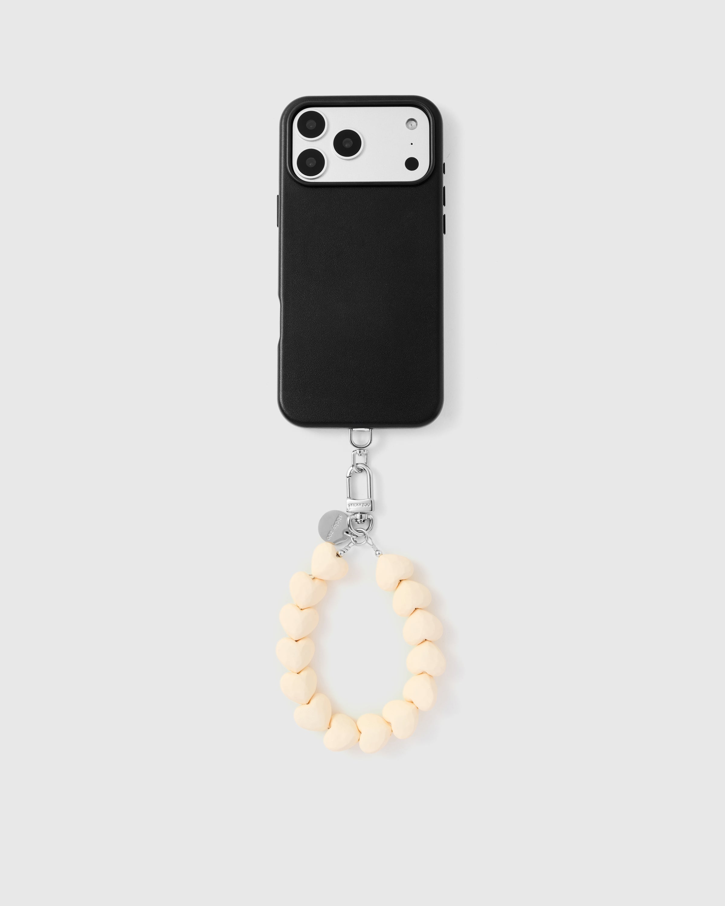 CREAM HEART PHONE STRAP