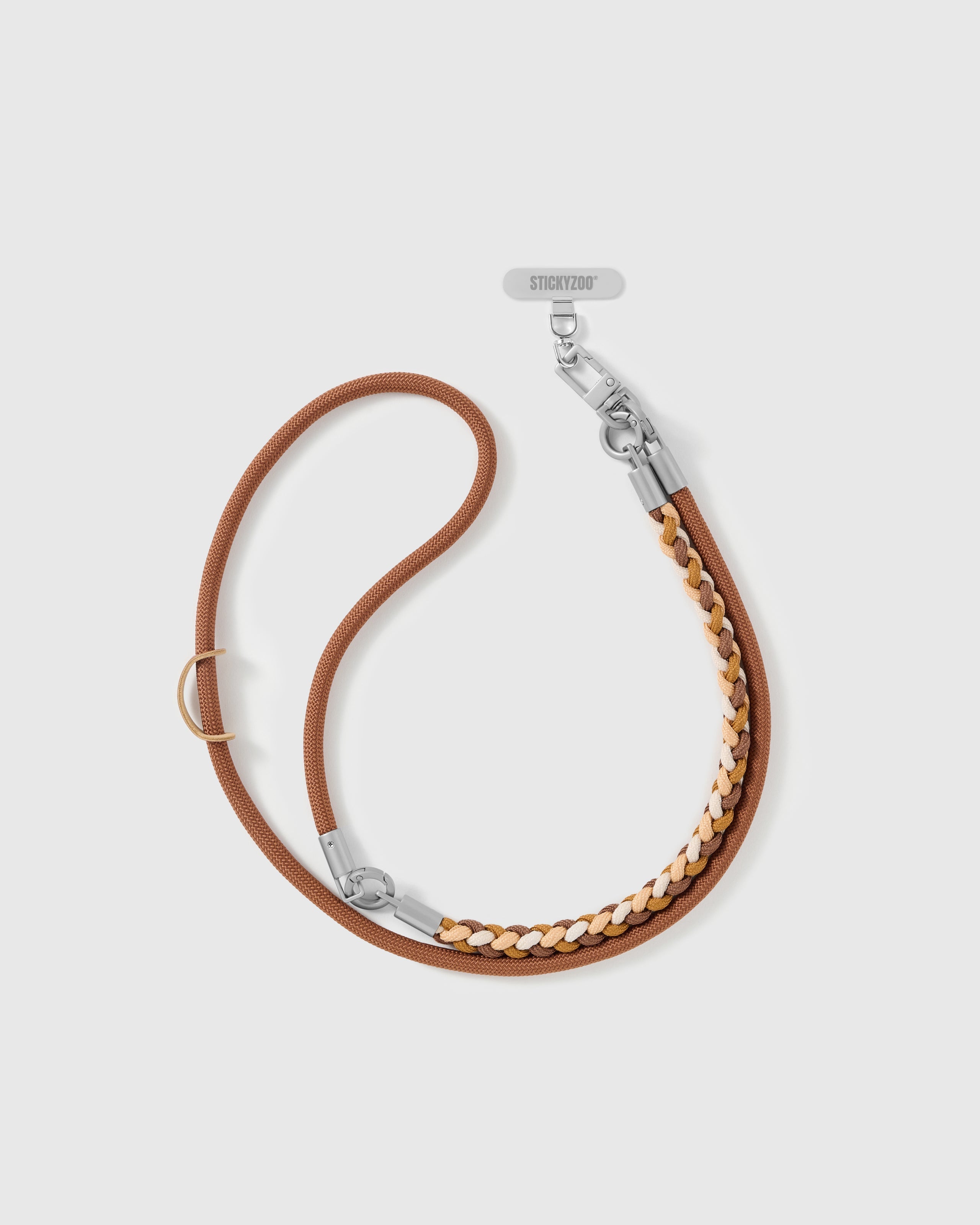 CHESTNUT BRAID CROSS-BODY PHONE STRAP
