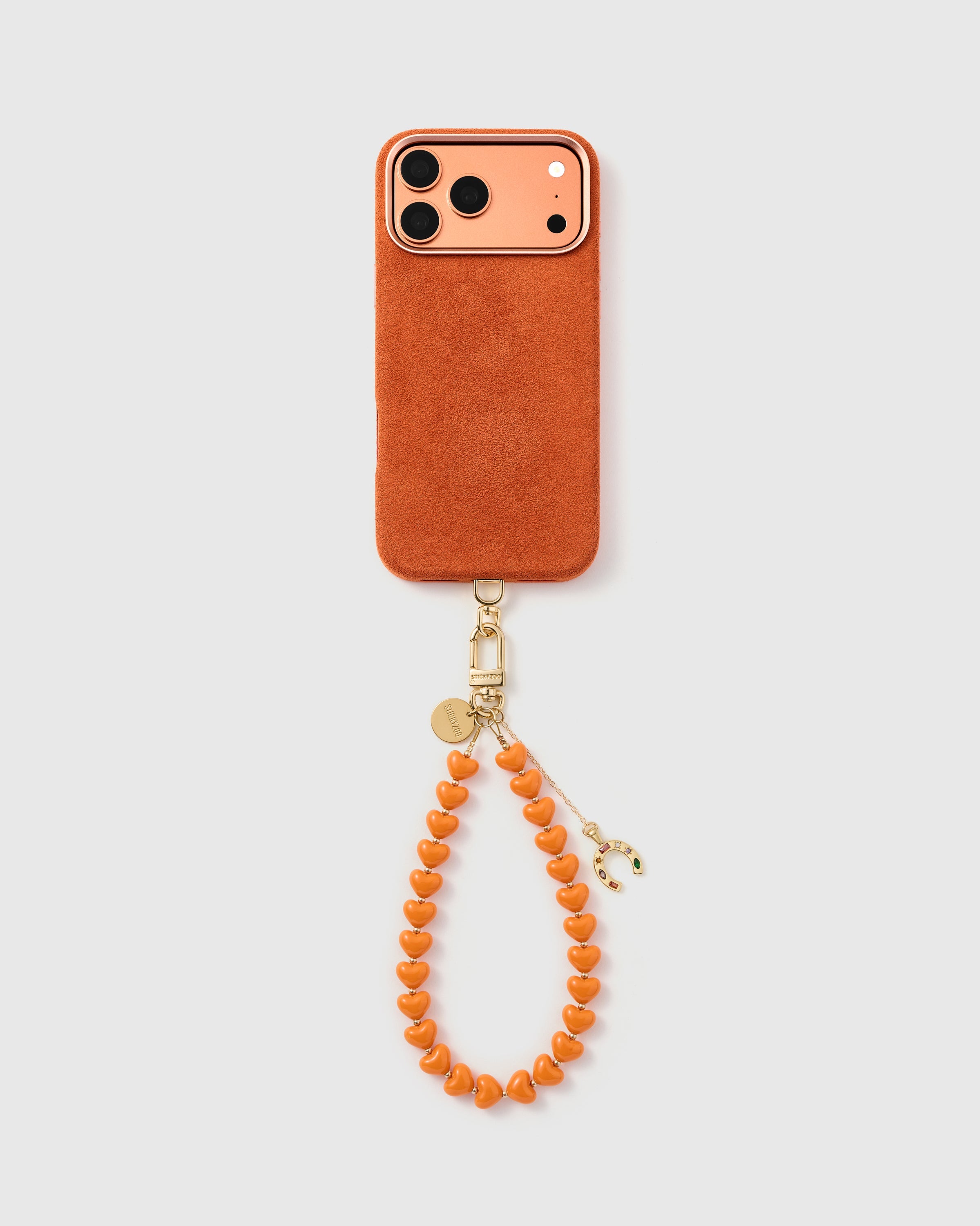 TANGERINE HORSESHOE HEART PHONE STRAP