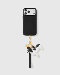 NOIR PATCH PUP LEATHER PHONE STRAP