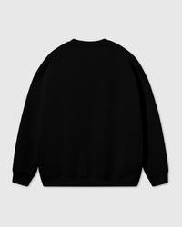 Back view of STICKYZOO black Sticky Bear Sweatshirt showing boxy silhouette and premium cotton